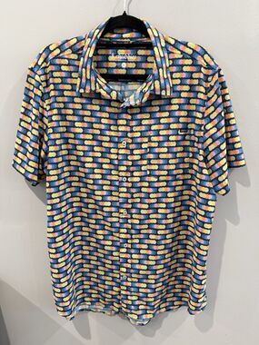 Chubbies Mens Shirt Sz XL Weekend Has Arrived Circles Stretch Lightweight Golf